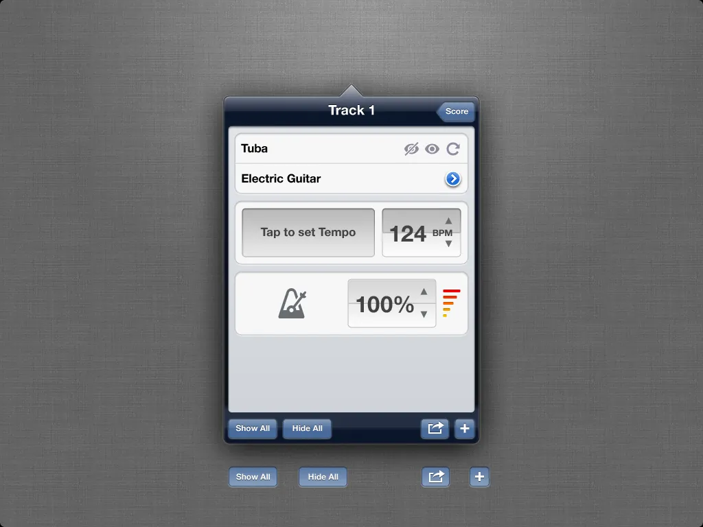 Symphony Pro's popover menus on the iPad